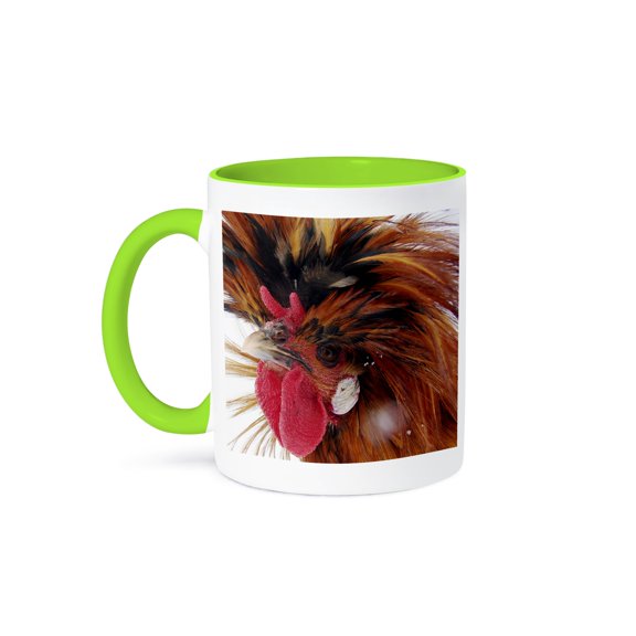 3dRose, Polish Rooster, 11oz Two-Tone Green Mug