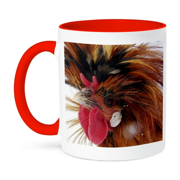 3dRose, Polish Rooster, 11oz Two-Tone Red Mug