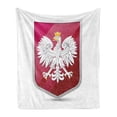 thumbnail image 1 of Polish Soft Flannel Fleece Blanket, Royal Illustration of Coat of Arms of Poland Emblem Crowned Eagle Print, Cozy Plush for Indoor and Outdoor Use, 50" x 60", Ruby Hot Pink and White, by Ambesonne, 1 of 5