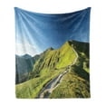 thumbnail image 1 of Polish Soft Flannel Fleece Throw Blanket, Peaks in Tatra Mountain Slovak Polish Border, Cozy Plush for Indoor and Outdoor Use, 70" x 90", Azure Blue Olive Green, by Ambesonne, 1 of 5