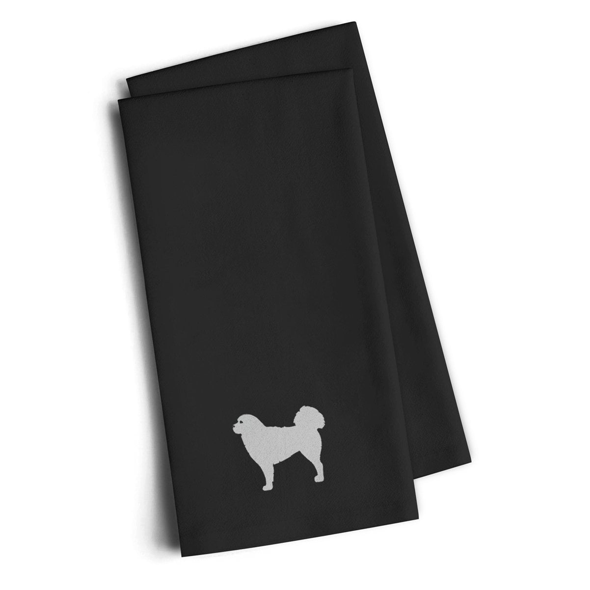 Polish Tatra Sheepdog Black Embroidered Towel Set of 2