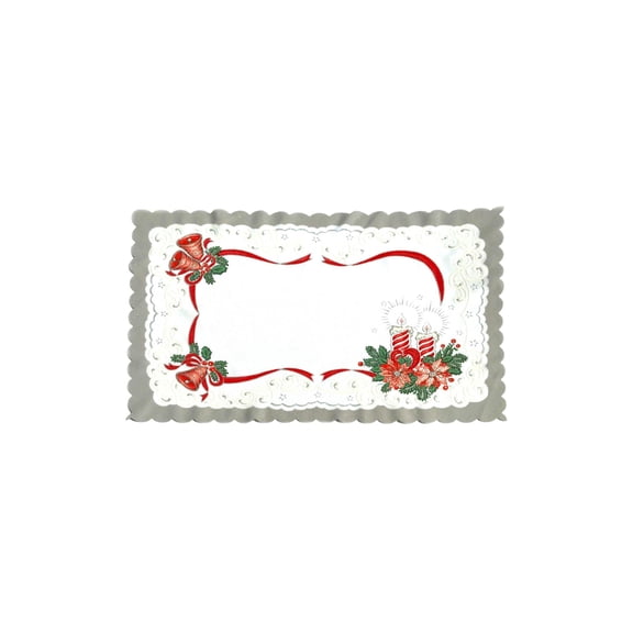 Polish Two-toned Christmas Table Cover (Gray, Rectangular Doily 13"x19")