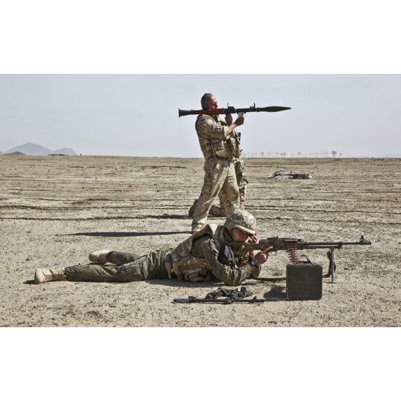 Polish soldiers prepare to fire their weapons down range Canvas Art - Stocktrek Images (35 x 22)