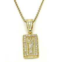 Polished 0.25 mils 14k Yellow Gold Plated Clear CZ Type Type Type Pendant, 36mm x 12.4mm (⅖ inches' x ½ inches')