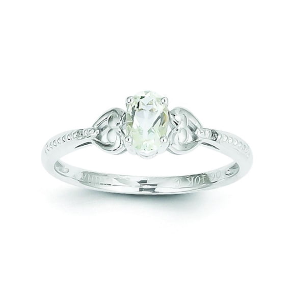 Polished 10K White Gold White Topaz 0.01Ct Diamond Ring Open Back Size 7 Jewelry