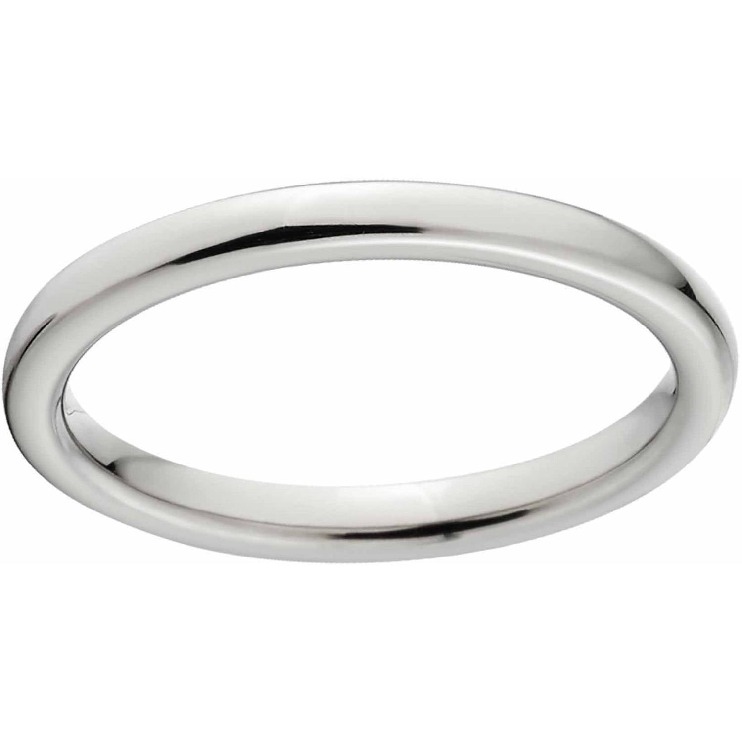 Polished 2mm Titanium Wedding Band with Comfort Fit Design