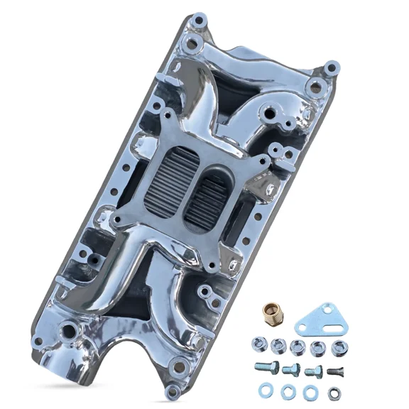 Polished Aluminum Intake Manifold Fits Small Block Ford 302 Dual Plane, Air Gap