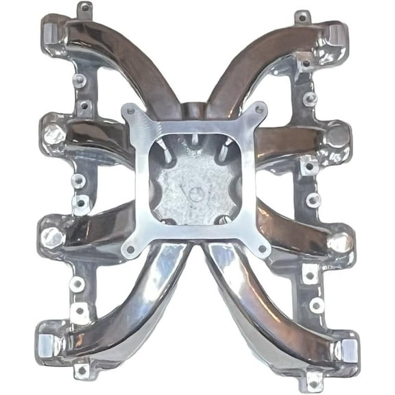 Polished Aluminum Intake Manifold for LS Swap Carburetor Conversion. Cathedral Port.