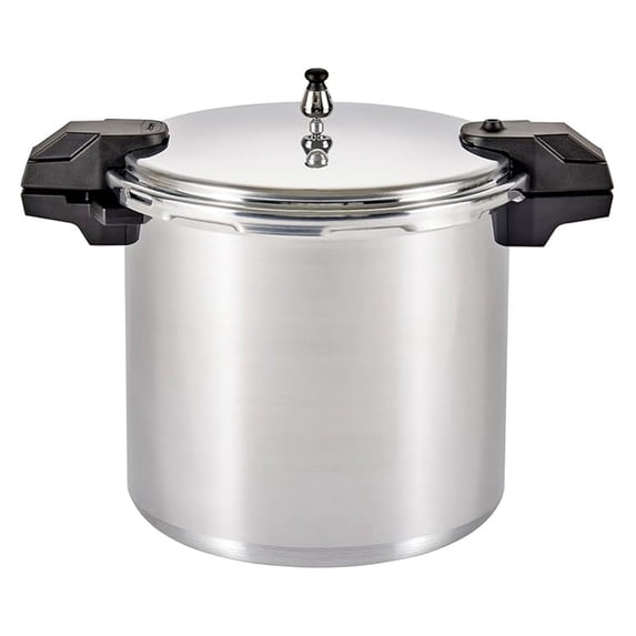 Polished Aluminum Pressure Cooker/Canner - 22 Quart - Silver - 5/10/15 PSI - Canning Pot with Racks for Vegetables, Meats & More