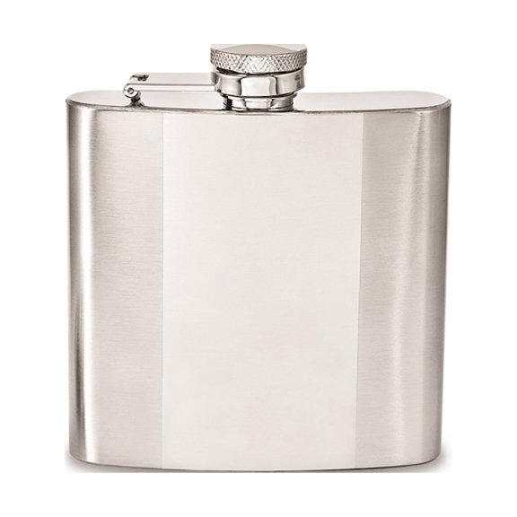 Polished And Brushed Square Stainless Steel 6Oz Hip Flask Designer Jewelry by Sweet Pea