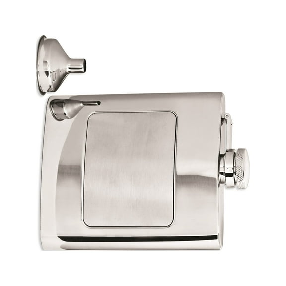 Polished And Brushed Stainless Steel 8Oz Hip Flask Designer Jewelry by Sweet Pea