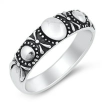 Polished Bali Style Oxidized Oval Ring .925 Sterling Silver Band Jewelry Female Male Unisex Size 4