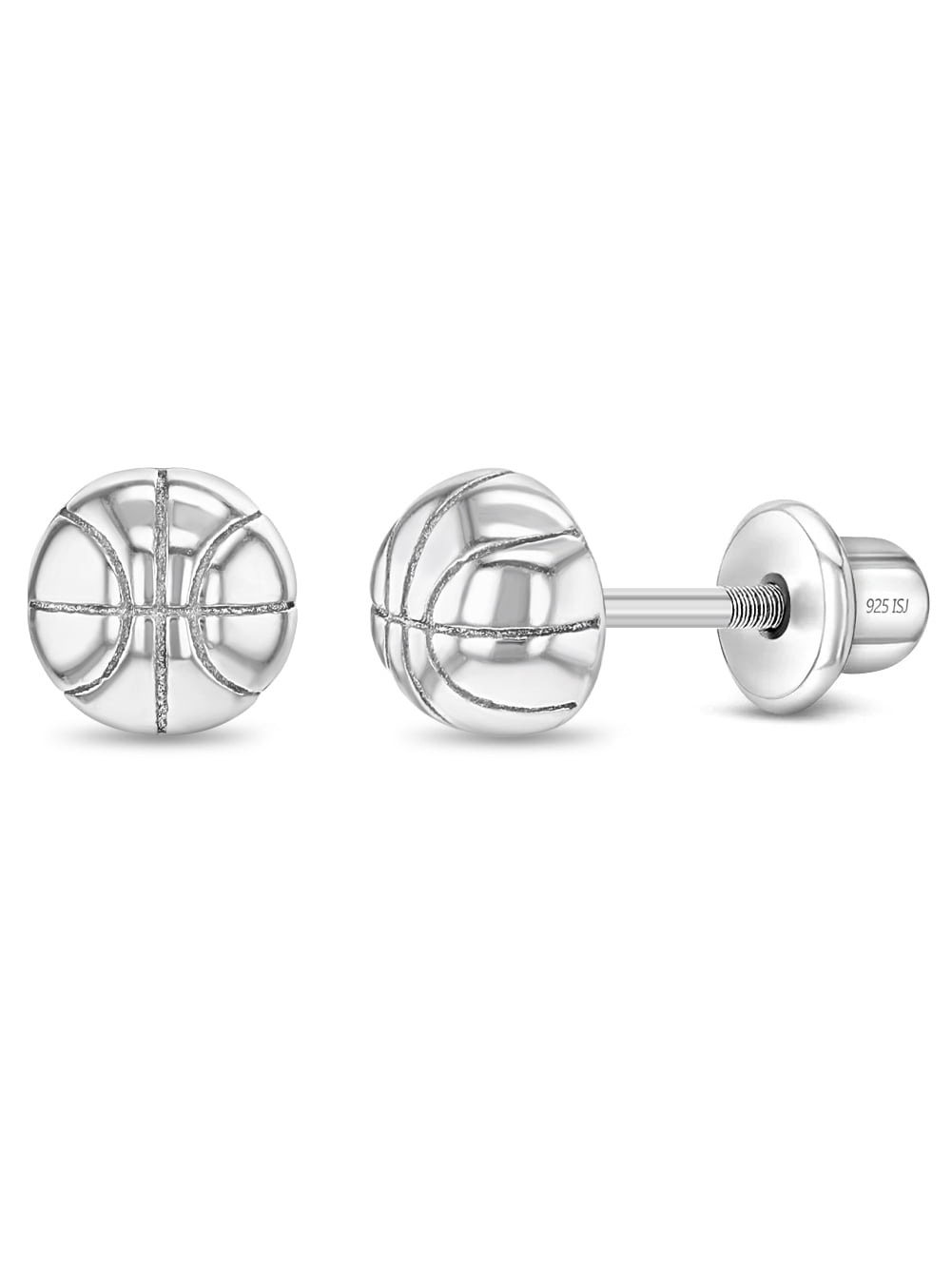 Boucles D'oreilles Basketball Argent 925 - Bijou Sportif Hip Hop, Cadeau Femme