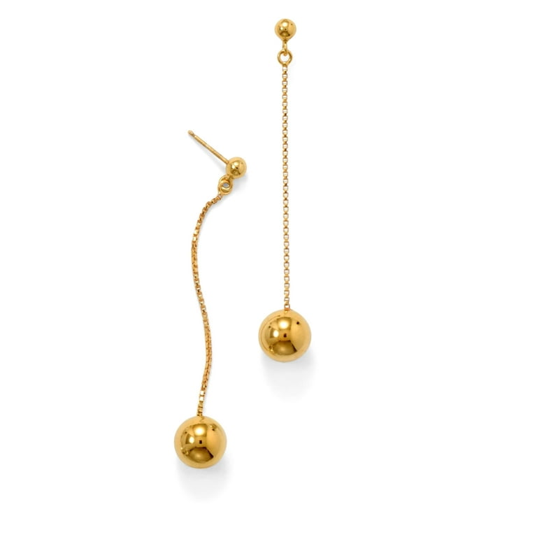 Polished Bead and Chain Drop Earrings Gold-plated Sterling Silver Polished Bead and Chain Drop Earrings Gold-plated Sterling Silver