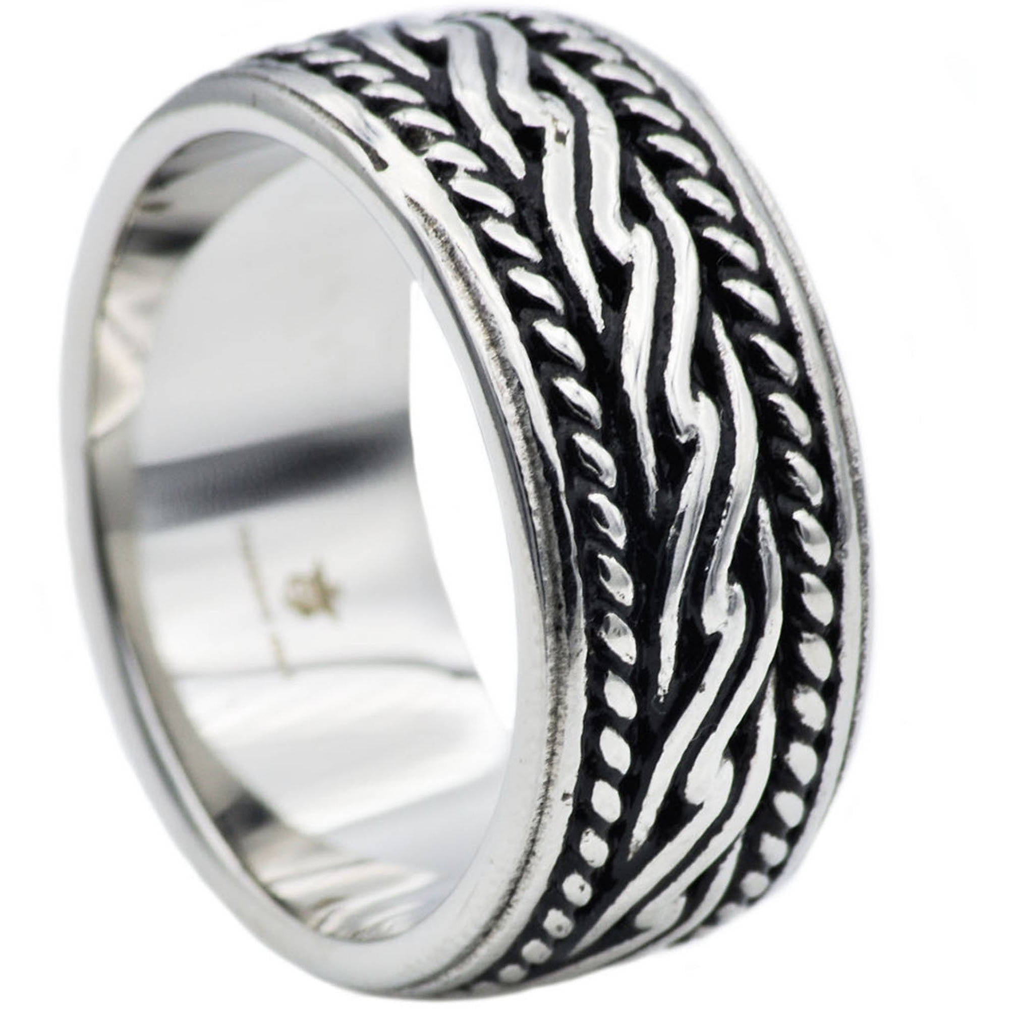 Polished Black/Steel Stainless Steel Celtic Design Ring
