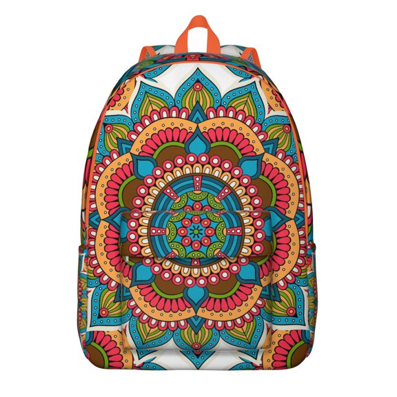 Polished Boho Mandala Floral Backpack with Computer Pocket, Roomy College Bookbag, Lightweight School Essential for Work Travel, Excellent Gift