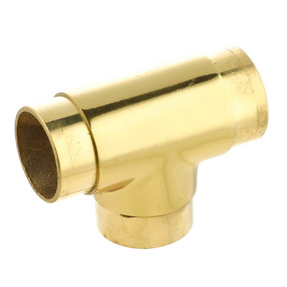 Polished Brass Flush TEE Fitting 2" Bar Rail Connector | Renovator's Supply