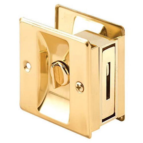 Polished Brass Privacy Lock with Pull Pocket Door Lock