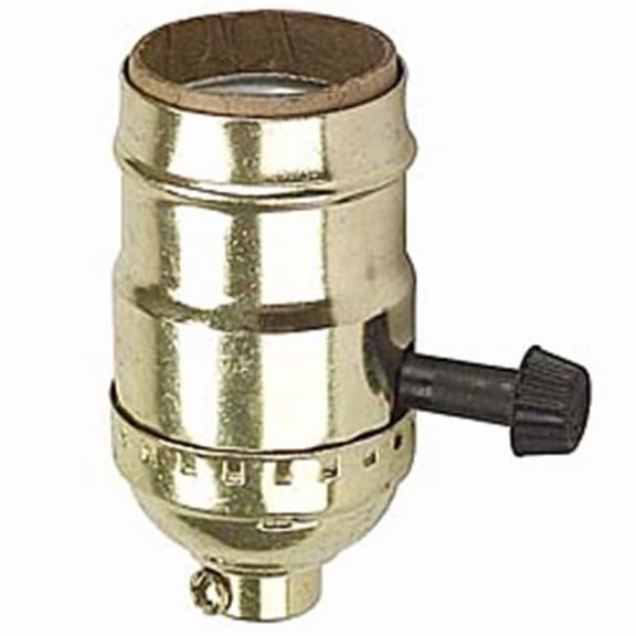 Polished Brass Three Way Lamp Sockets  Polished Brass Three-Way Lamp Socket - Polished Brass - Medium Base - UL Listed