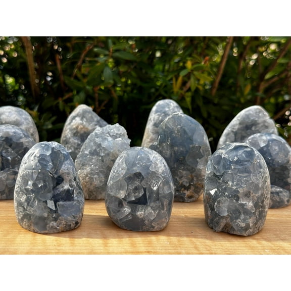 Polished Celestite Cluster, Celestite Geode Free Shape w. Druse, Standing Celestite Healing Crystal (0.5-0.75 lb)