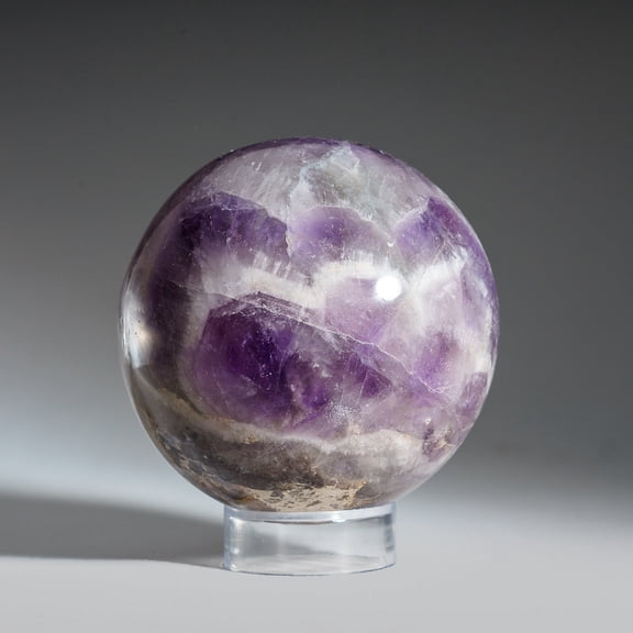 Polished Chevron Amethyst Sphere from Brazil (3", 483.2 gramss)