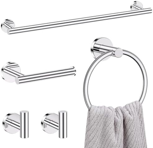 Polished Chrome Bathroom Hardware Set, 10-Piece Towel Bar Set SUS304 ...