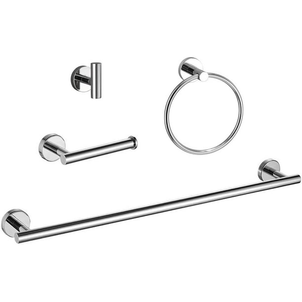 Polished Chrome Bathroom Hardware Set, Includes 18Inch Bath Towel Bar, Durable SUS304 Stainless