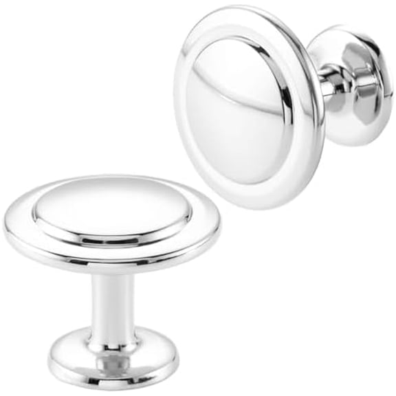 Polished Chrome Cabinet Knobs Chrome Drawer Knobs, 10 Pack 1-1/4 Inch, 8222 Round Single Hole Cabinet Pulls for Kitchen Cabinets Drawers Bedroom Dresser Cupboard Bathroom Vanity