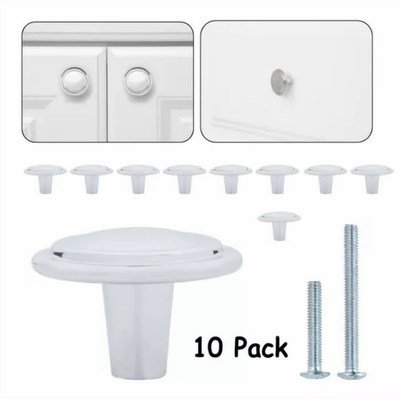 Polished Chrome Cabinet Knobs Door Drawer Pulls Kitchen Hardware Handles 10 Pack