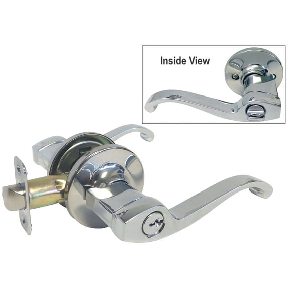 Polished Chrome Entrance Handle Lever Keyed Entry- Style 835PB