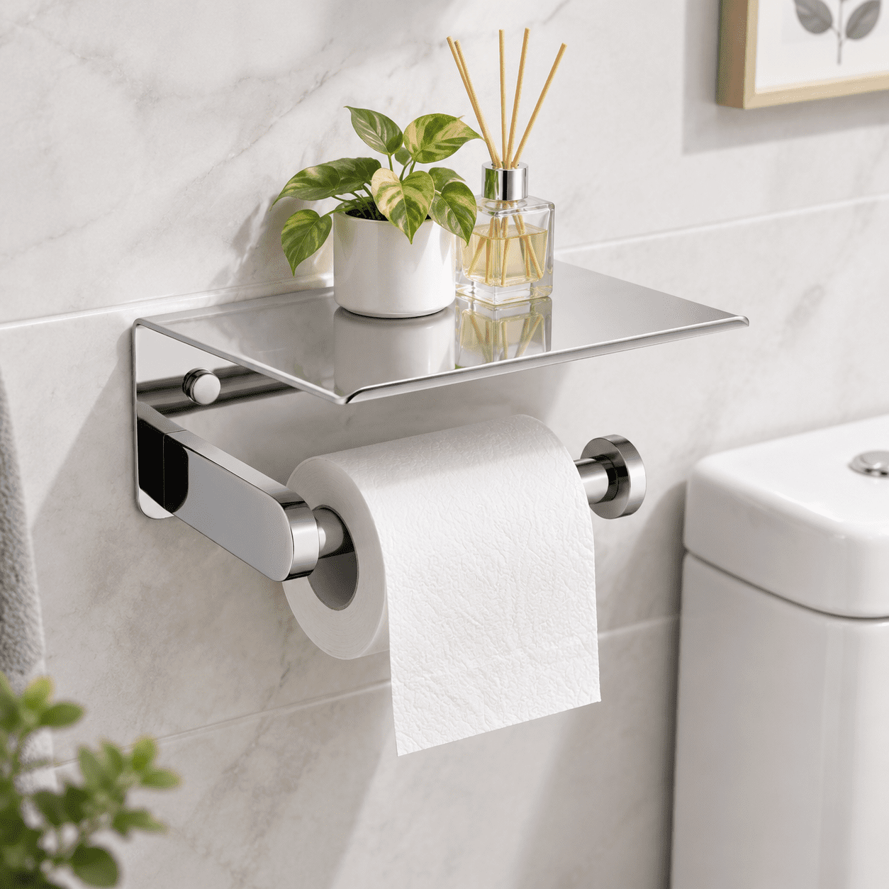 Polished Chrome Single Rod Wall Mounted Toilet Paper Holder with ...