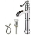 thumbnail image 1 of Polished Chrome Vessel Sink Faucet Waterfall with Pop Up Drain Assembly and Single-Handle Hole Supply Hose Lead-Free Vanity Lavatory Bathroom Faucet Mixer Tap, 1 of 9