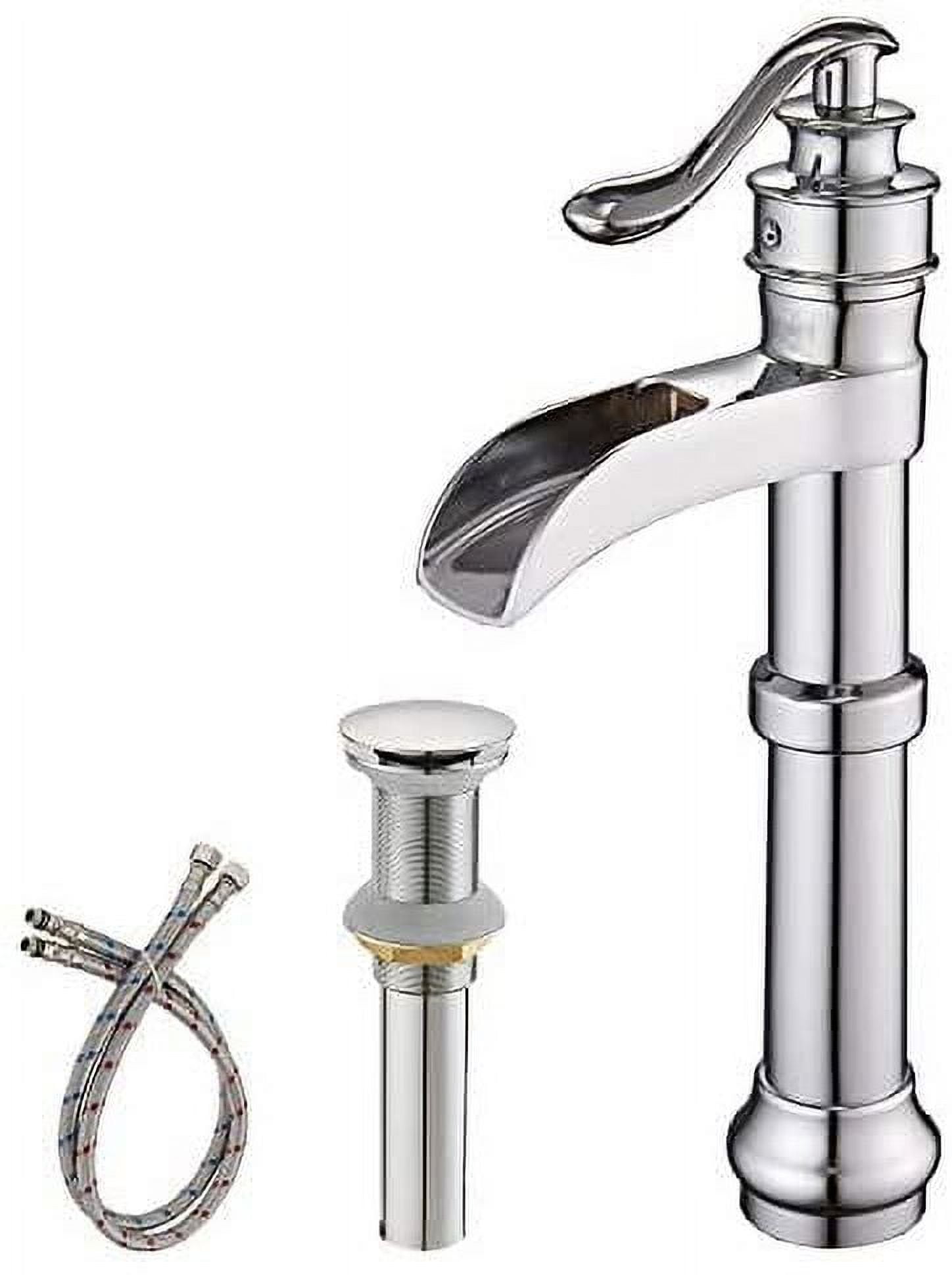Polished Chrome Single-Handle Waterfall Vessel Bathroom Faucet