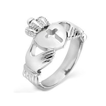 ELYA Jewelry Women's Polished Claddagh Cut-Out Cross Steel Ring