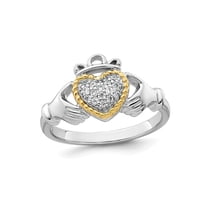 Polished Claddagh Heart Ring in Sterling Silver with Cubic Zirconia (CZ)s for Women