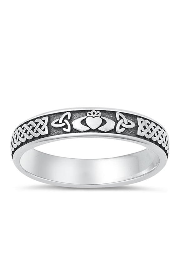 Polished Claddagh Ring .925 Sterling Silver Celtic Wedding Band Jewelry Female Male Unisex Size 10