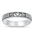 thumbnail image 1 of Polished Claddagh Ring .925 Sterling Silver Celtic Wedding Band Jewelry Female Male Unisex Size 9, 1 of 4