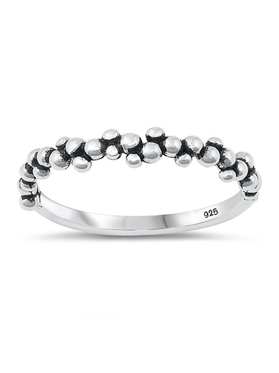 Polished Cobblestone Texture Pebble Ring .925 Sterling Silver Band Jewelry Female Male Unisex Size 4