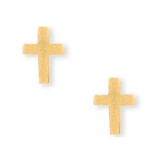 Polished Cross Stud Post Gold-plated Sterling Silver Earrings