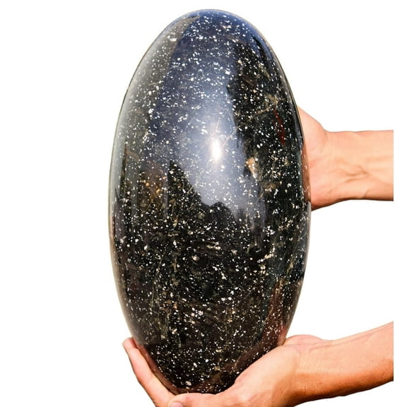 Polished Crystal Lingam Black Guinea Fowl Jasper Large 300mm / 22.6lbs, Shivling for Healing Stone & Spiritual Home Decor, Sacred Crystal Gift Chakra Balancing, Serene Energy Enhancer for Yoga & Reiki