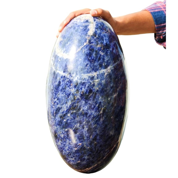 Polished Crystal Lingam Blue Sodalite Huge 410mm / 55.2lbs, Shivling for Healing Stone & Spiritual Home Decor, Sacred Crystal Gift Chakra Balancing, Serene Energy Enhancer for Yoga & Reiki
