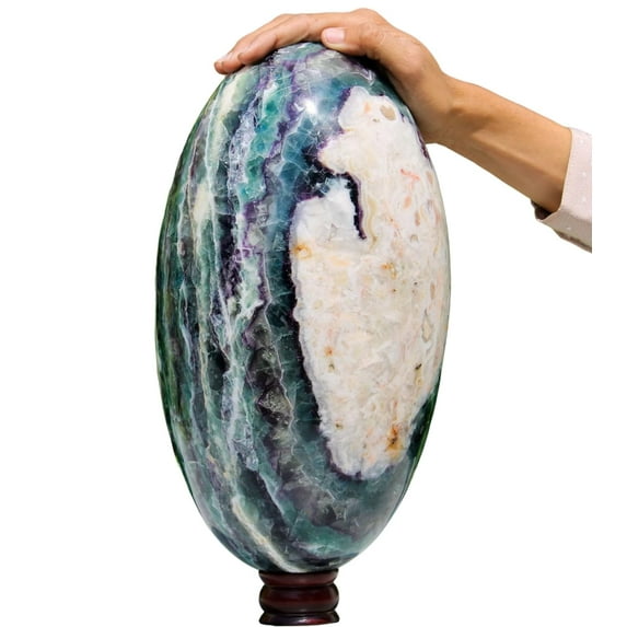 Polished Crystal Lingam Multi Colors Fluorite Large 360mm / 48.5lbs, Shivling for Healing Stone & Spiritual Home Decor, Sacred Crystal Gift Chakra Balancing, Serene Energy Enhancer for Yoga & Reiki