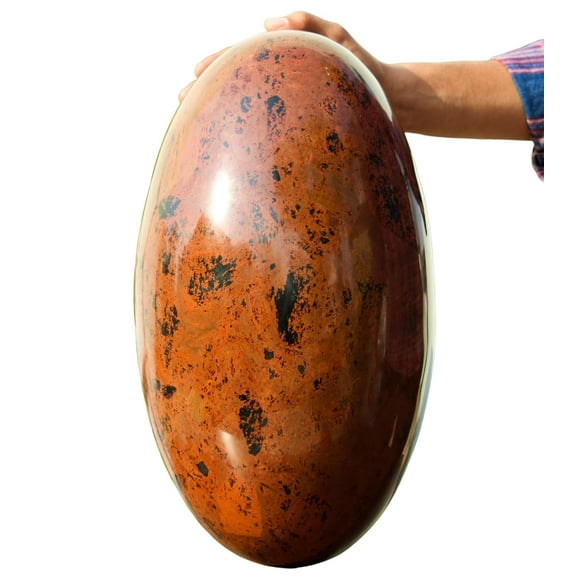Polished Crystal Lingam Red Mahogany Obsidian Huge 410mm / 58.86lbs, Shivling for Healing Stone & Spiritual Home Decor, Sacred Crystal Gift Chakra Balancing, Serene Energy Enhancer for Yoga & Reiki