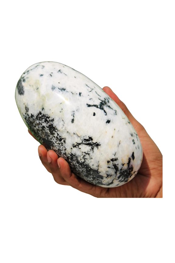 Polished Crystal Lingam White Raimnbow Moonstone Quartz Stone 175mm / 2380g, Shivling for Healing & Spiritual Home Decor, Sacred Crystal Gift Chakra Balancing, Serene Energy Enhancer for Yoga & Reiki