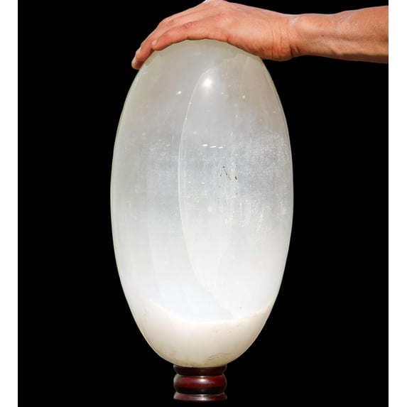 Polished Crystal Lingam White Selenite Huge 335mm / 31.5lbs, Shivling for Healing Stone & Spiritual Home Decor, Sacred Crystal Gift Chakra Balancing, Serene Energy Enhancer for Yoga & Reiki
