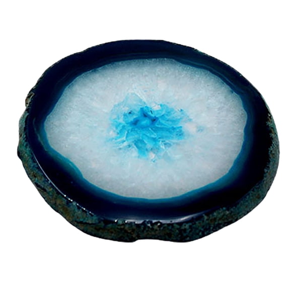 Polished Dyed Coaster Compact Stone Natural Agate Sliced Coaster Desktop Decor-Blue