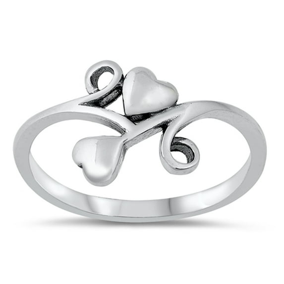 Polished Filigree Swirl Love Heart Ring .925 Sterling Silver Band Jewelry Female Male Unisex Size 9