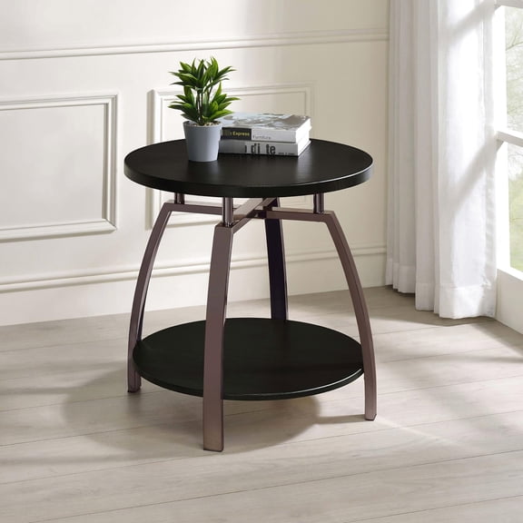Polished Finish in Dark Grey | Round Tabletop and Shelf | Add a Soft Silhouette to Home
