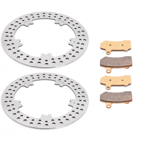 Polished Front Brake Rotors Pads for Harley Night Rod Special VROD VRSCR VRSCD VRSCDX VRSCF