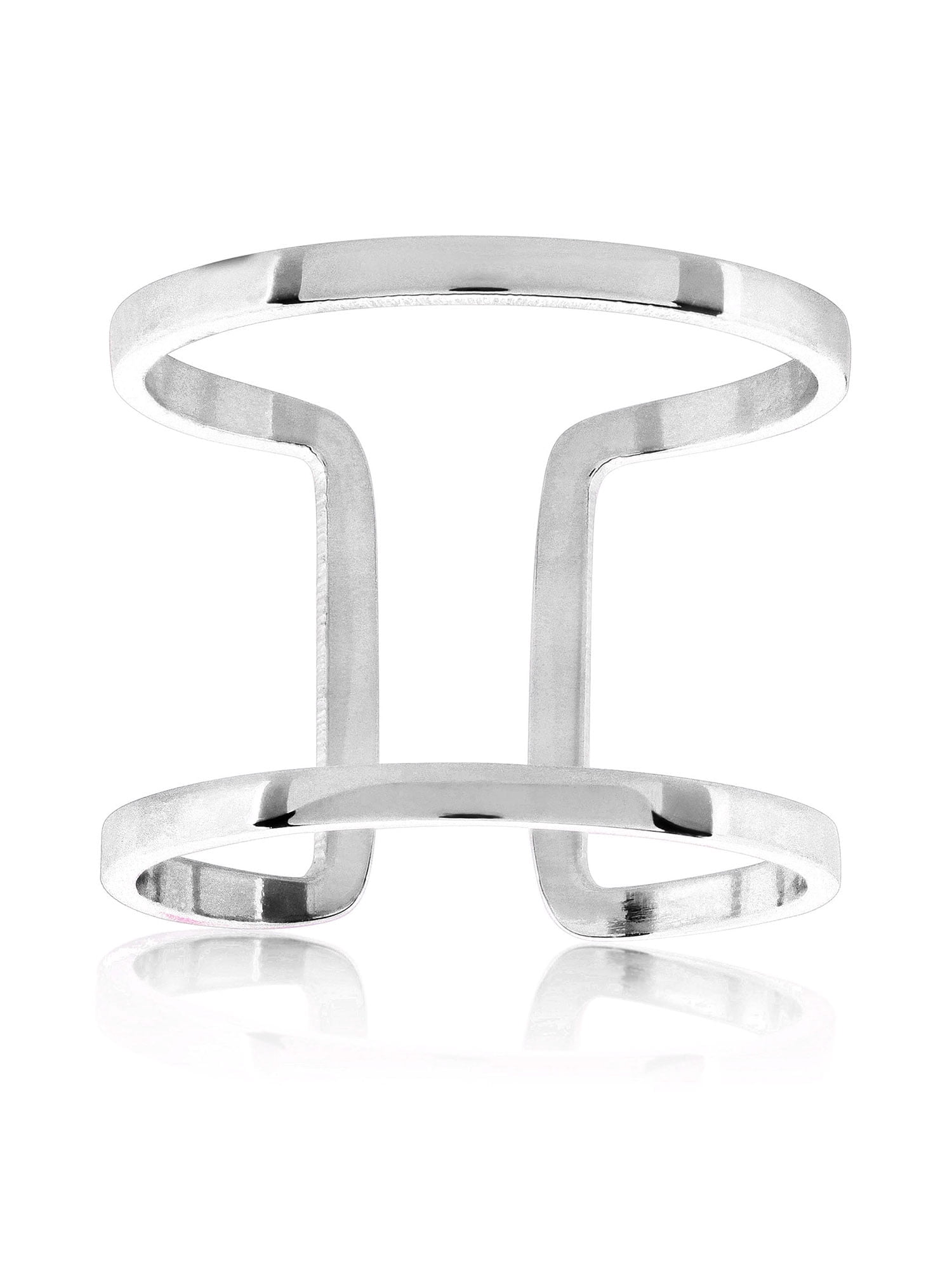 ELYA Jewelry Women's Polished Thin Profile Geometric Steel Cuff Ring